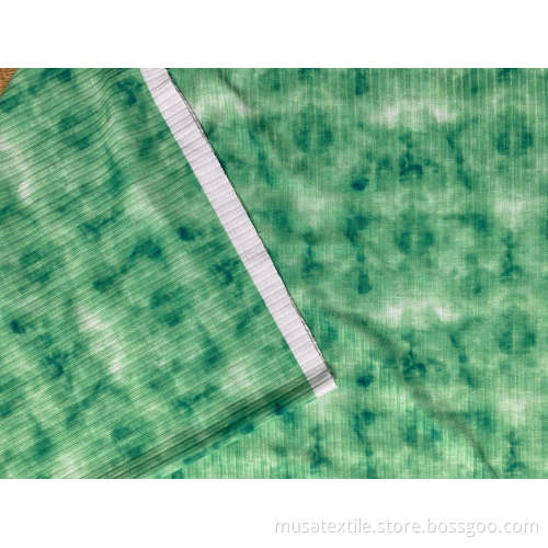 Musa Polyester Spandex 2x2 Rib Knit Print Fabric